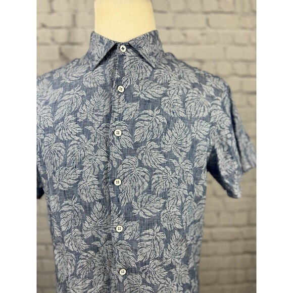 Rodd & Gunn 100%Linen Short Sleeve Button Up Shirt Men M Sports Fit Blue Floral - Picture 3 of 7
